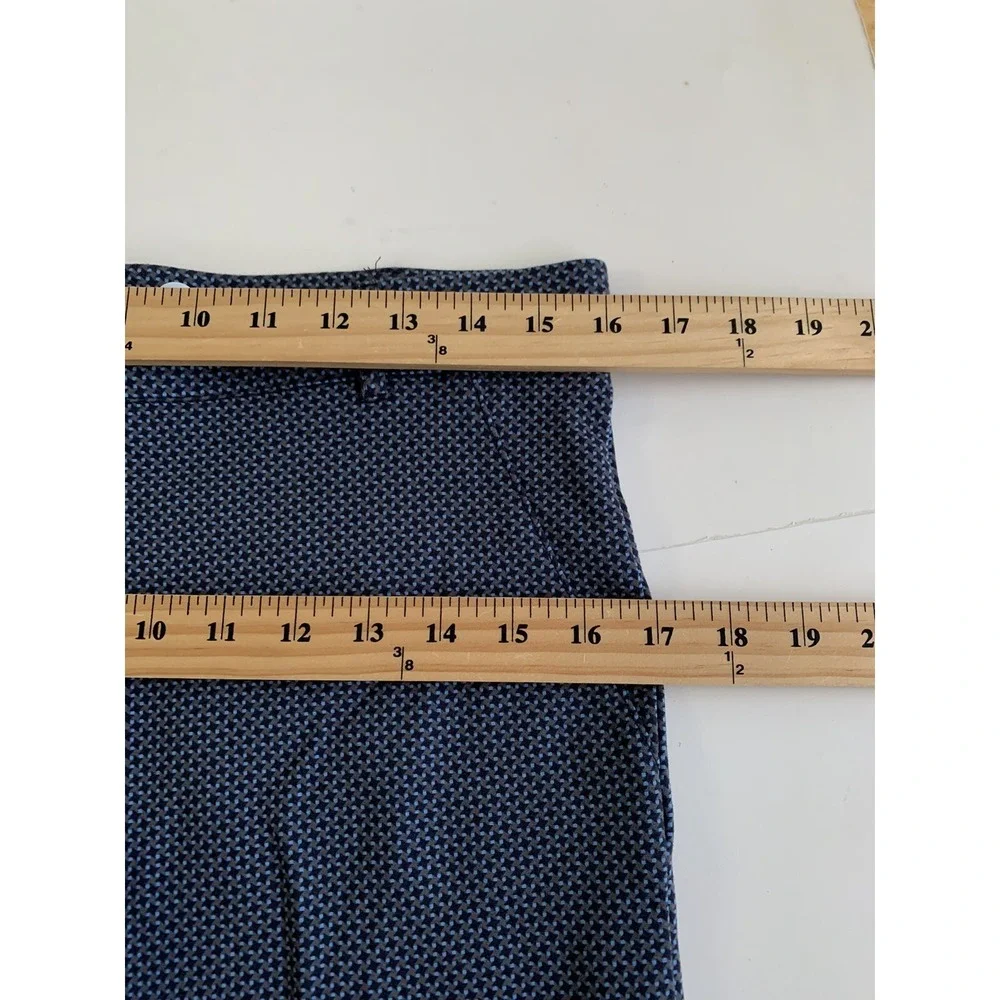 Betabrand Womens Pants Large Petite Blue‎ Pull On Straight Leg Stretch Geometric